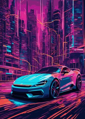 Neon City Sports Car 3