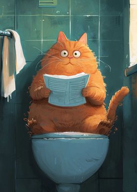 Cute Cartoon Toilet Cat