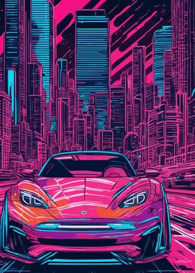 Neon City Sports Car 8