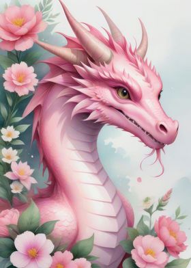 Watercolor cute dragon