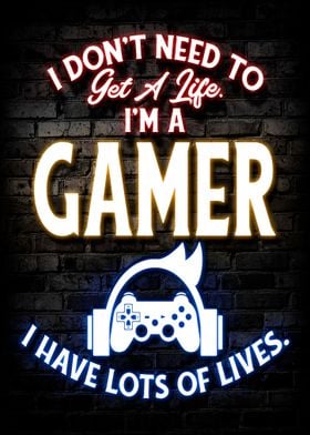I Am A Gamer Neon Poster