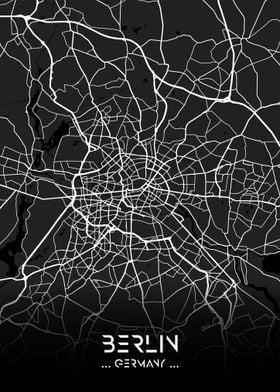 Berlin City Map Black