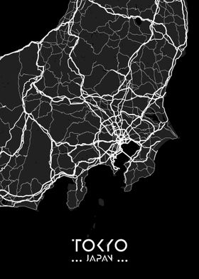 Tokyo City Map Black