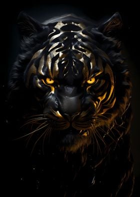 Gold Black Tiger Head Wild