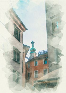 Cityscape Italy Watercolor