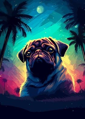 Vaporwave Pug Pixel Art