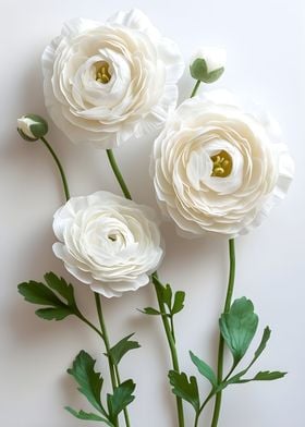 White Ranunculus Flowers