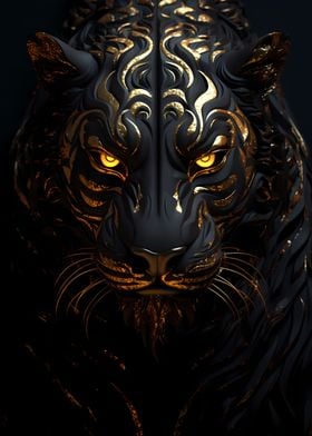 Gold Black Tiger Head Wild