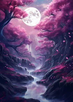 Japan Cherry Blossom Moon