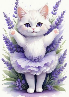 Cute white cat ballerina