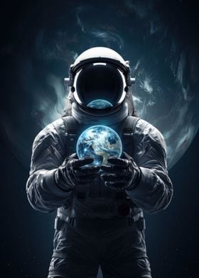 Astronaut holds the World