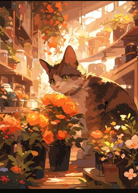 Anime Florist Ginger Cat