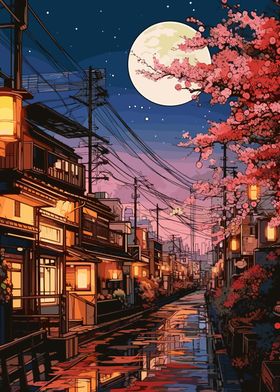 japanese street at night