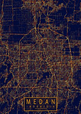 Medan Map City At Night