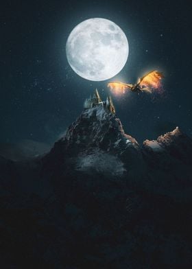 Castle Dragon Moon Night