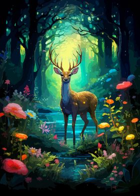 Deer Forest Pixel Art