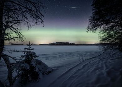 Shooting Star and Auroras