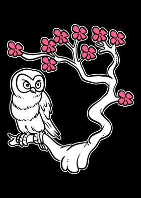 Owl Cherry Blossom Animal 