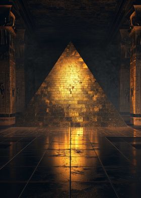 Pyramid 3D Dark Gold