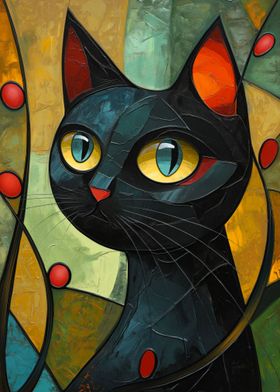 Cat in Cubist Colors