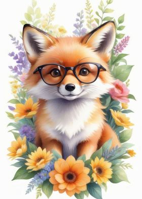 Watercolor fox painting