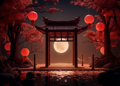 gate japan moon night  
