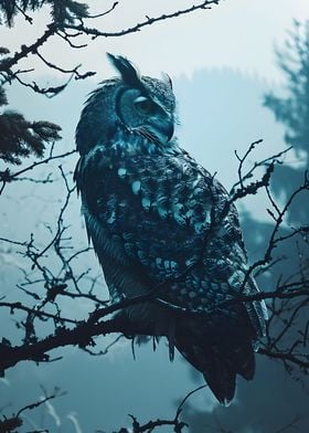 Serene Owl Forrest Trees