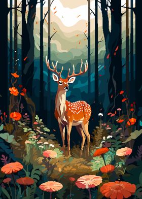 Forest Deer Pixel Art