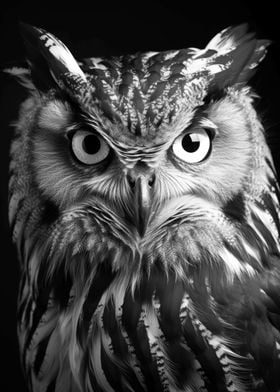 Dark Bnw Cool Owl