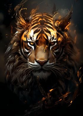 Abstract Wild Fire Tiger