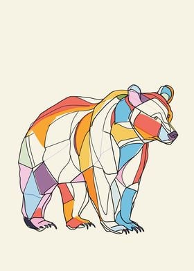 Bear Color Line Drawing