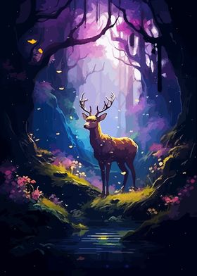 Deer Fairytale Pixel Art