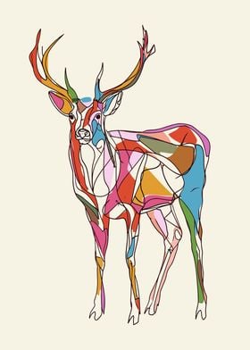 Deer Color Line Drawing