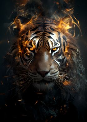 Abstract Wild Fire Tiger