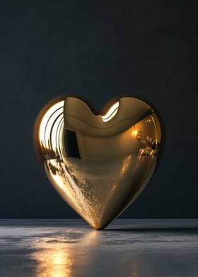 Heart Love 3D Dark Gold