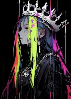 rainbow queen anime girl 