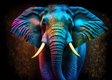 Neon watercolor Elephant