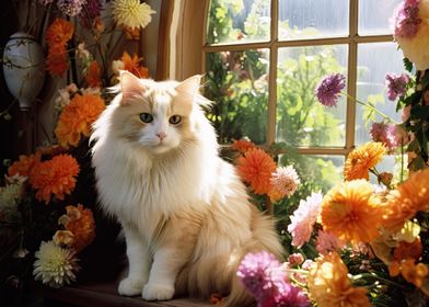 cat flowers animal