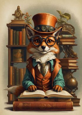 Book Smart Steampunk Fox
