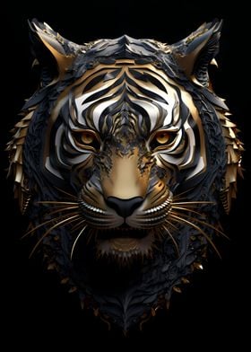 Abstract Gold Tiger Head