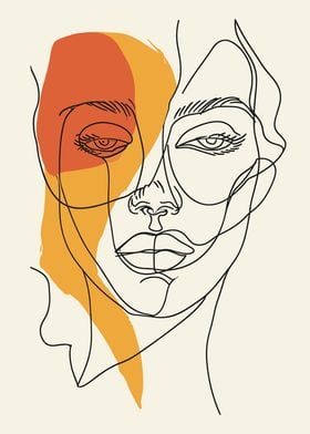 Female Face Line Drawing