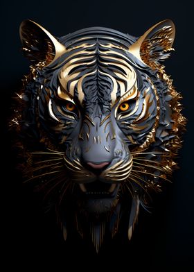 Abstract Gold Tiger Head