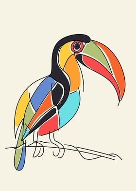 Toucan Bird Line Drawing