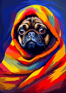 Pug Blanket Cute Pixel Art