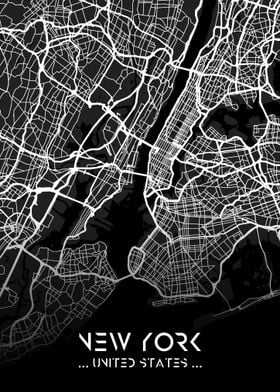 New York City Map Black