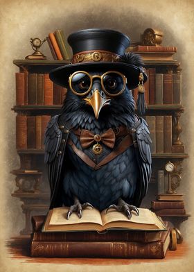 Book Smart Steampunk Raven