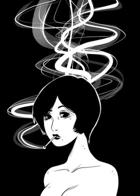 Smoking Girl Noir