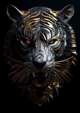 Abstract Gold Tiger Head