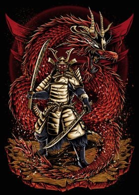 Japanese Samurai Dragon