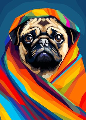 Cute Blanket Pug Pixel Art